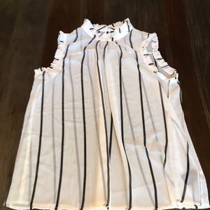 Black and White High Neck Who What Where Blouse